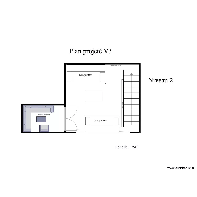 Appartement 3 N&icirc;mes - Niveau 2 V3. Plan de 