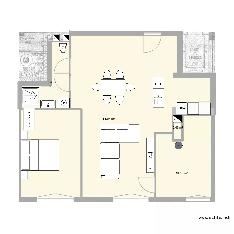 Lamarck2. Plan de 4  et 72 m²