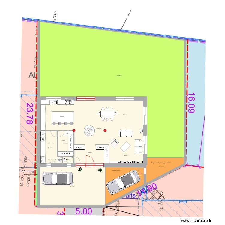 Grange Darois. Plan de 16 pièces et 505 m2