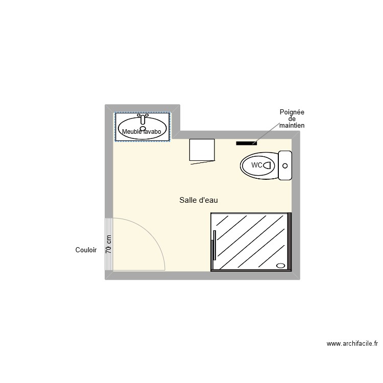 GONCALVES Manuel SDB existant. Plan de 1 pièce et 5 m2