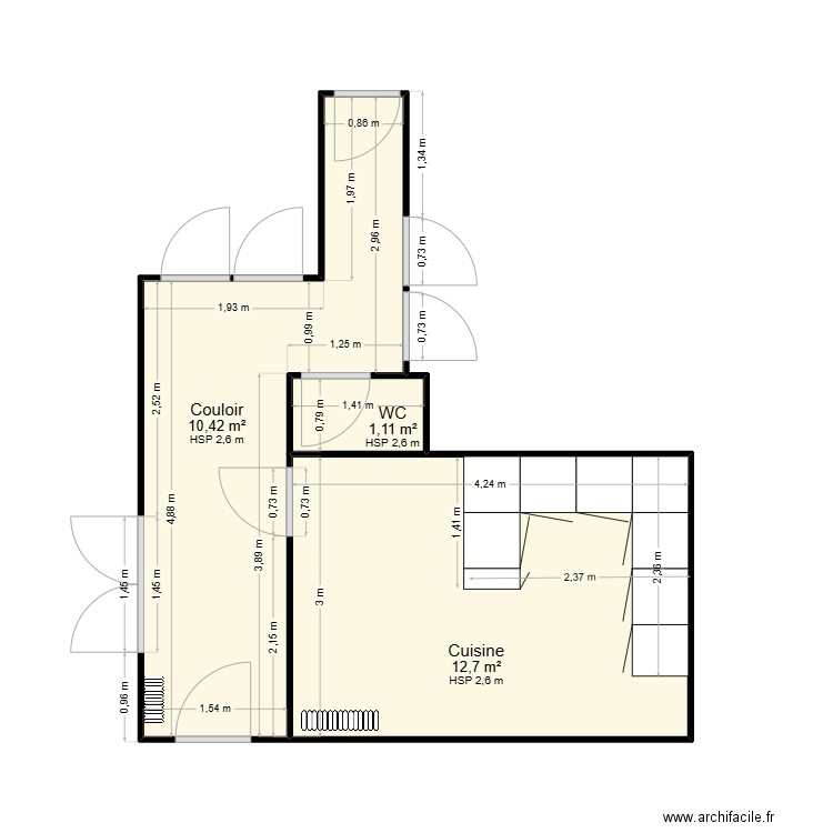 Lefebvre sandrine. Plan de 3 pièces et 24 m2