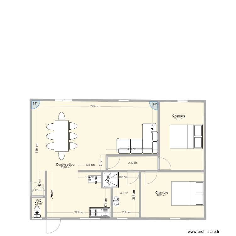 maison merignac 2. Plan de 6 pièces et 65 m2