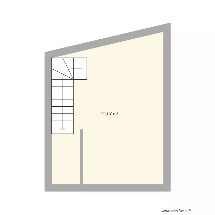Grange. Plan de 1  et 21 m²
