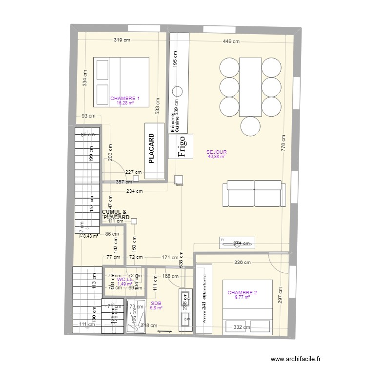 Appartement R+1 V.2. Plan de 0 pièce et 0 m2