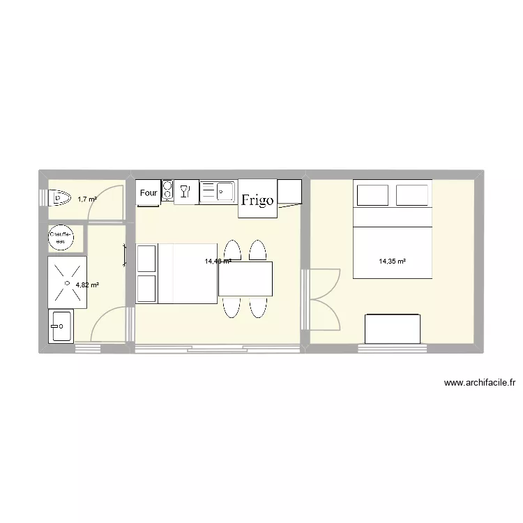 Logement 1. Plan de 4  et 35 m²