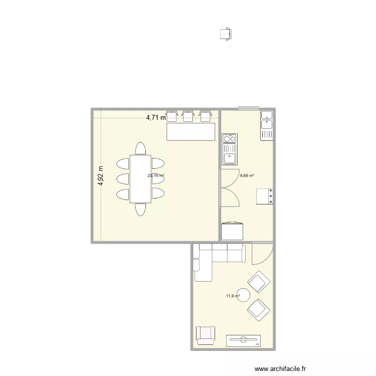 Maison r&ecirc;v&eacute;e rdc. Plan de 3  et 45 m²