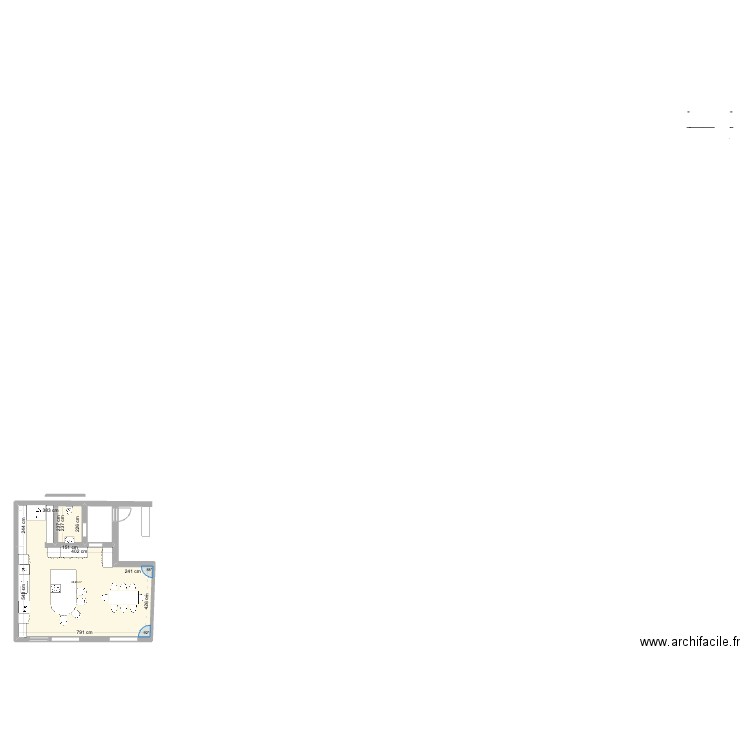Changement cuisine maison. Plan de 1 pièce et 49 m2