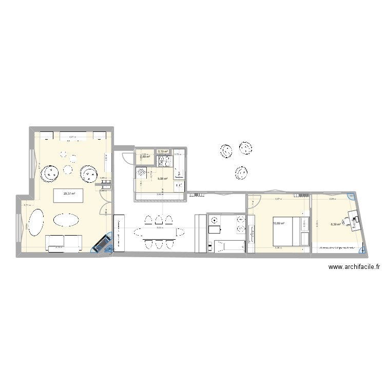 LORILLEUX 9. Plan de 7 pièces et 56 m2