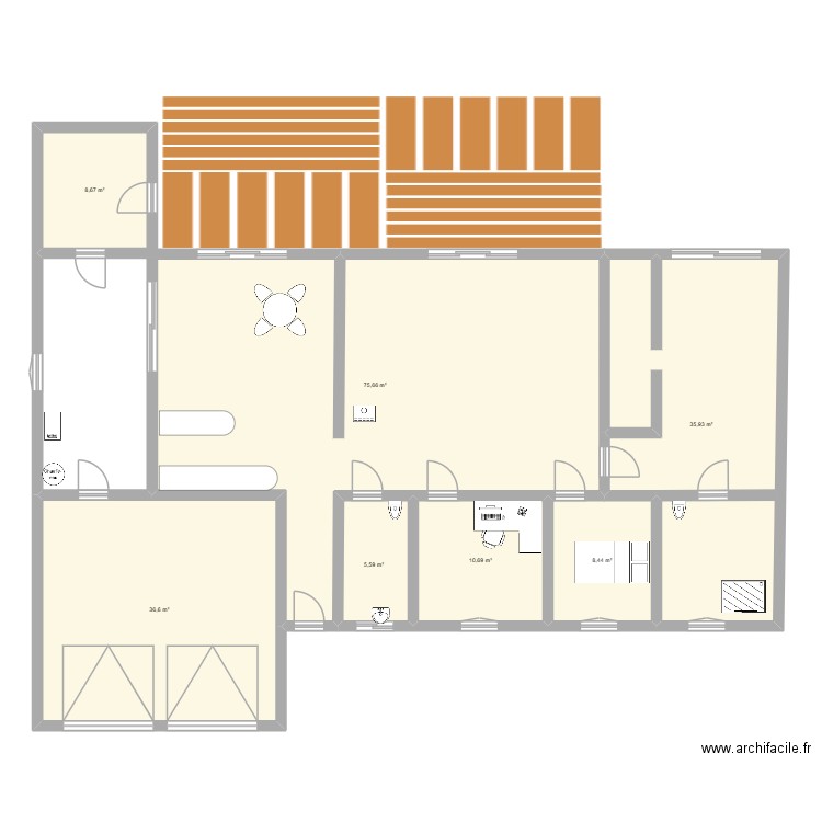 mon projet. Plan de 7 pièces et 182 m2