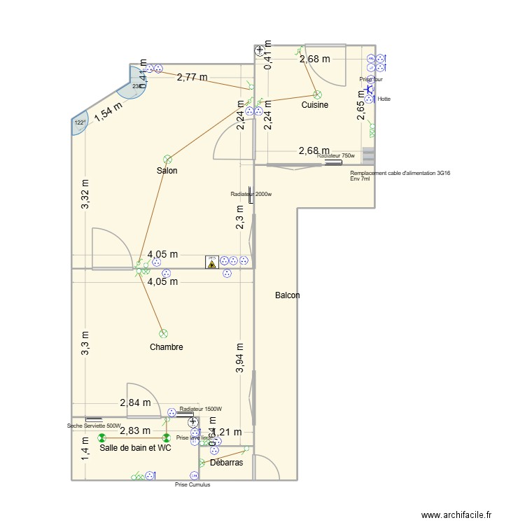 millau elec 2. Plan de 6 pièces et 52 m2