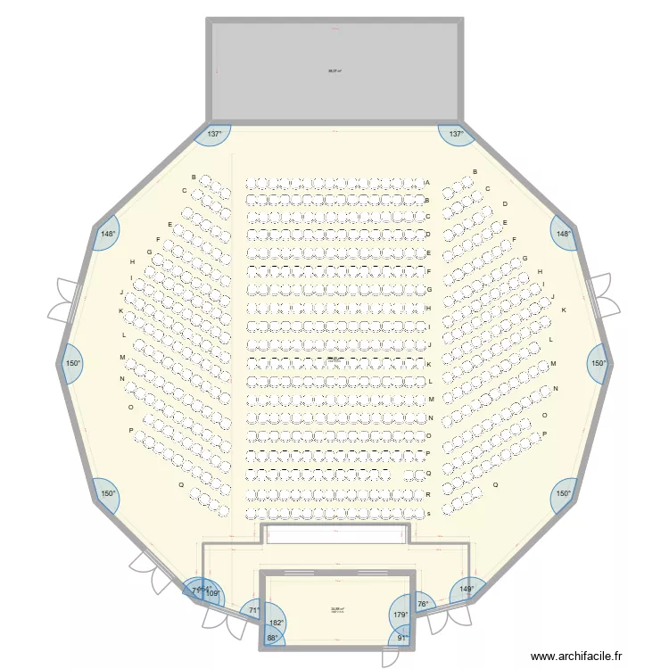 Petit Kursaal. Plan de 3  et 589 m²