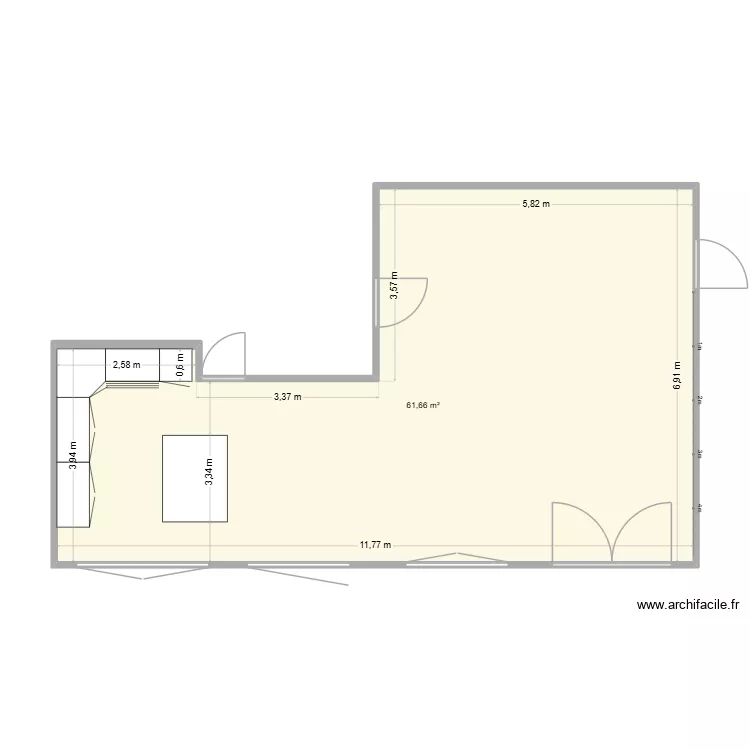 Salon. Plan de 1  et 62 m²