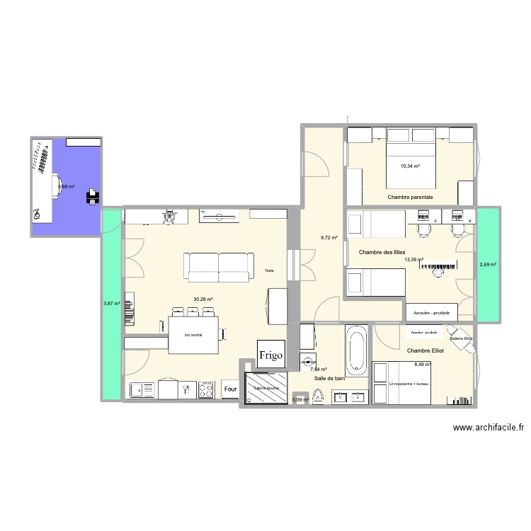 Gioffredo OPTION 1. Plan de 10 pièces et 93 m2