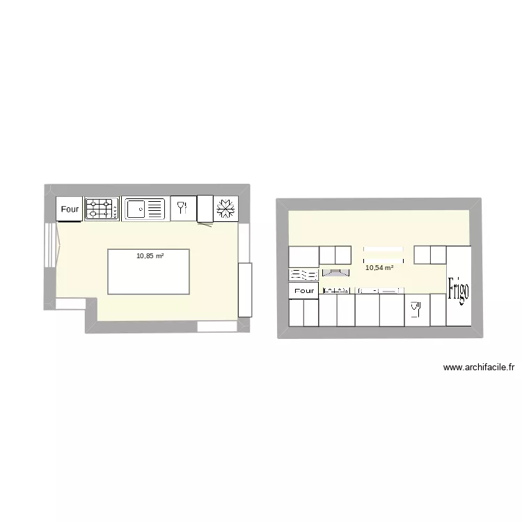 cuisine mamou. Plan de 2 pièces et 21 m²