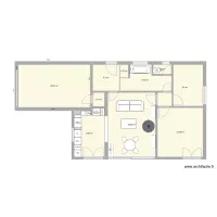 Cuisine avec ouverture de la cuisine et buffet de part et d'autre poele