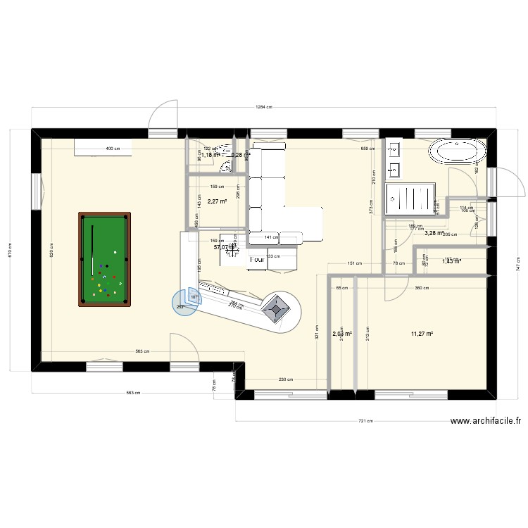 acqueduc1. Plan de 8 pièces et 79 m2
