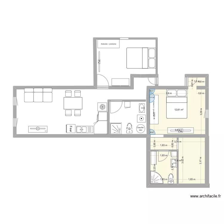 appartement. Plan de 2 Pièces et 24 m² appartement. Plan de 2 Pièces et 24 m²