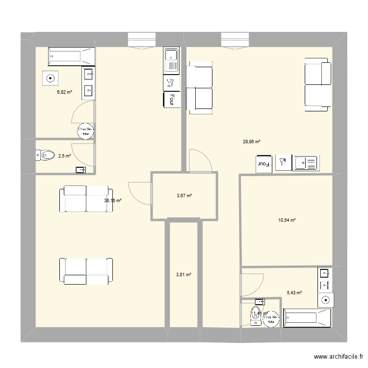 etage2. Plan de 9 pièces et 102 m2