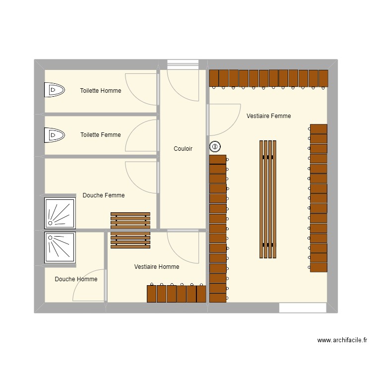 Vestiaire 2007 Douche Simple. Plan de 0 pièce et 0 m2