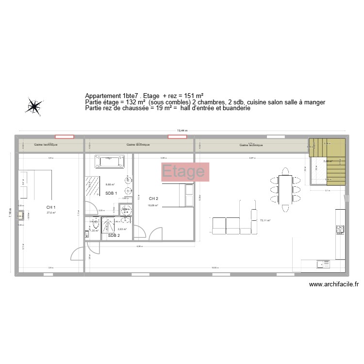 Appartement 1bte7. Plan de 0 pièce et 0 m2