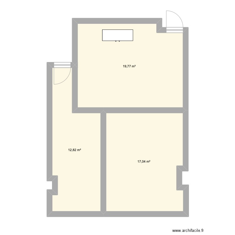 Jeff2. Plan de 3 pièces et 50 m2