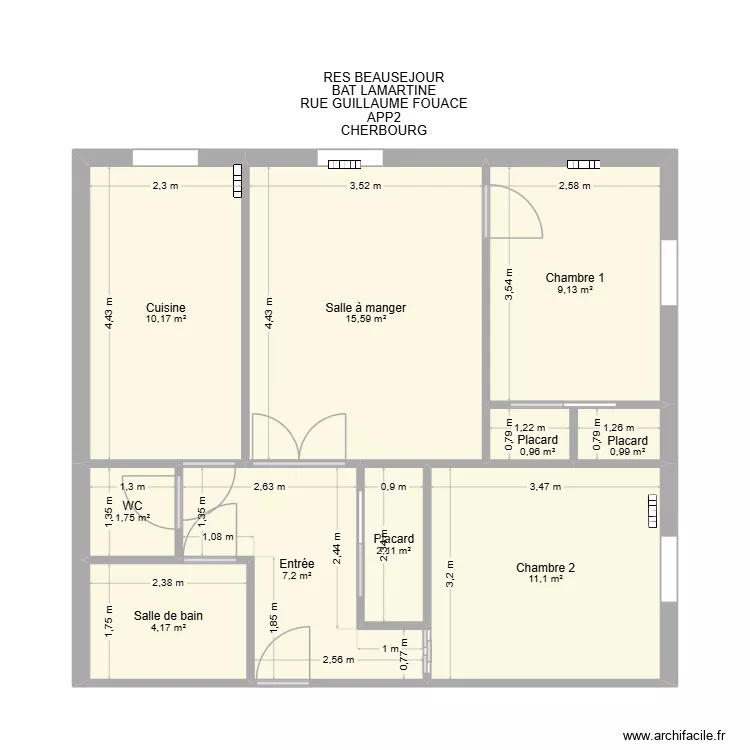 BAT LAMARTINE APP2. Plan de 10 et 63 m² BAT LAMARTINE APP2. Plan de 10 et 63 m²