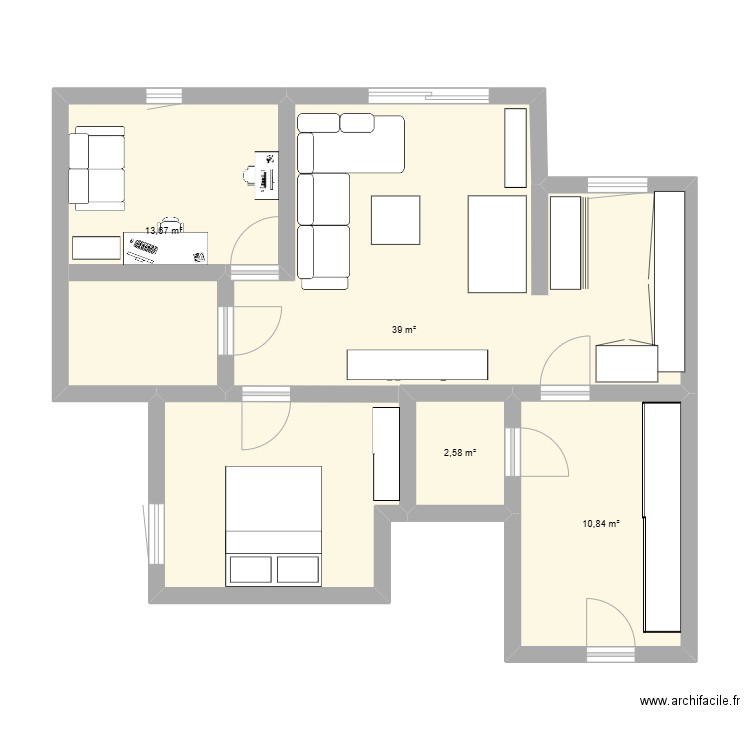 Appartement Cuvier. Plan de 4 pièces et 66 m2
