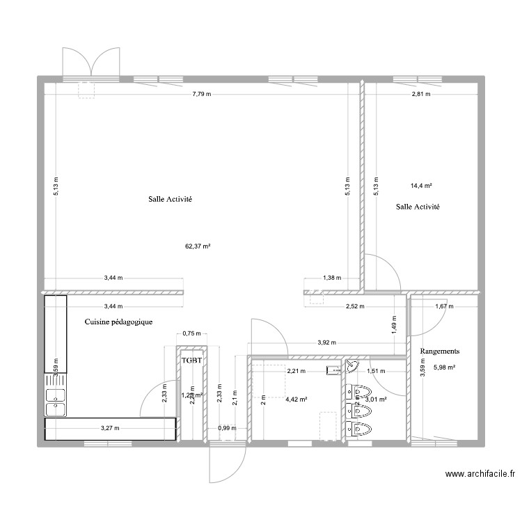 extension ferry V. Plan de 6 pièces et 91 m2