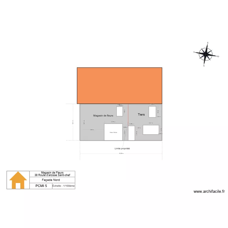 Fa&ccedil;ade Nord Magasin. Plan de 