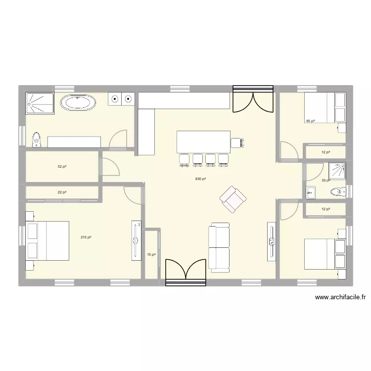 Farmhouse 50x30. Plan de 9 et 119 m² Farmhouse 50x30. Plan de 9 et 119 m²