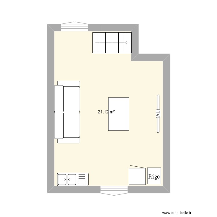 APPT Duplex LR étage salon - 1er étage. Plan de 1 pièce et 21 m2