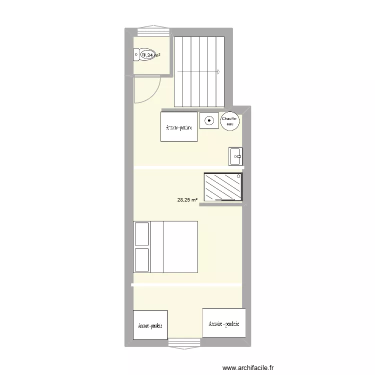 APPT Duplex LR &eacute;tage salon - 1er &eacute;tage. Plan de 2  et 30 m²