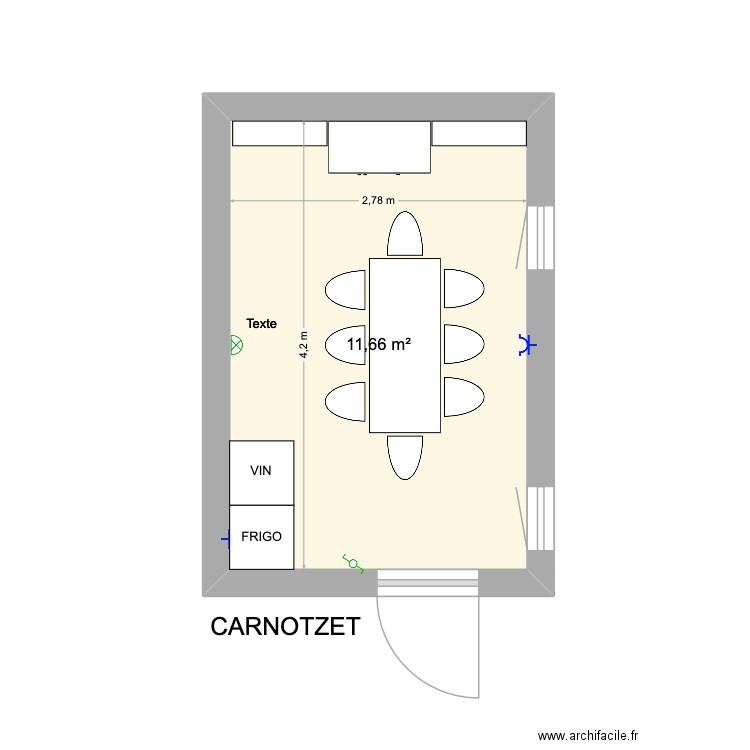 Carnotzet. Plan de 1 pièce et 12 m2