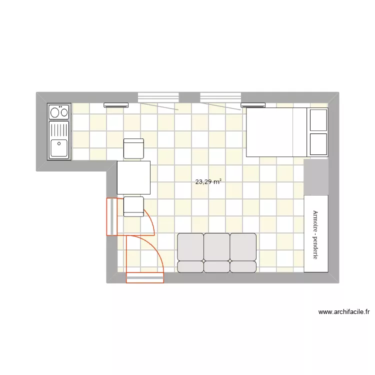 STUDIO MARION. Plan de 1 et 23 m² STUDIO MARION. Plan de 1 et 23 m²