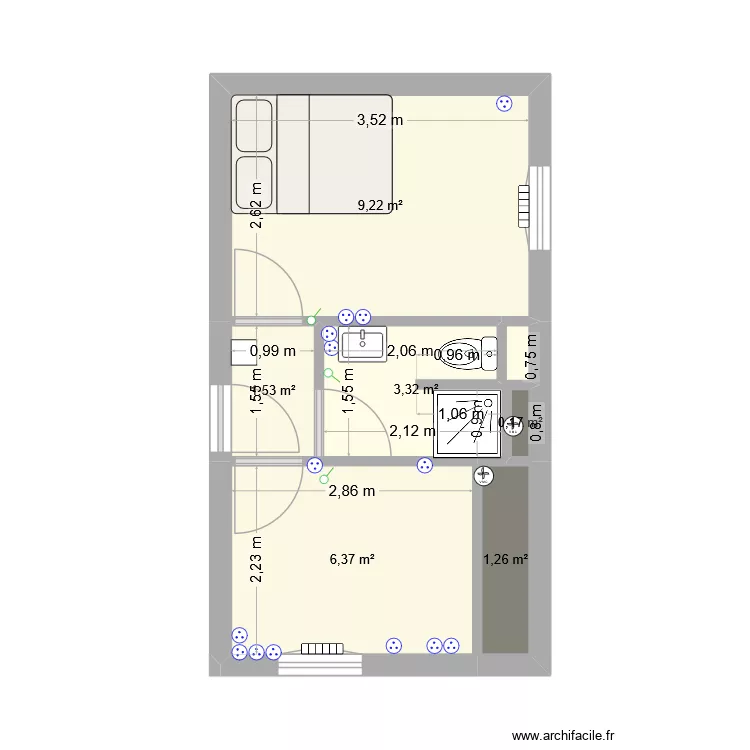 Fbg Montm&eacute;lian. Plan de 6 Pièces et 22 m²