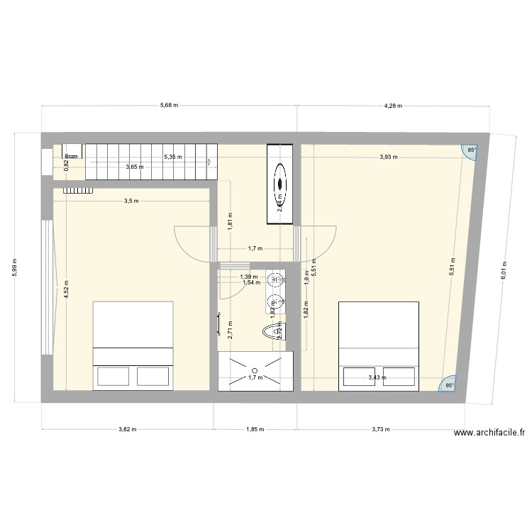 Cavell Etage Final Final. Plan de 5 pièces et 48 m2