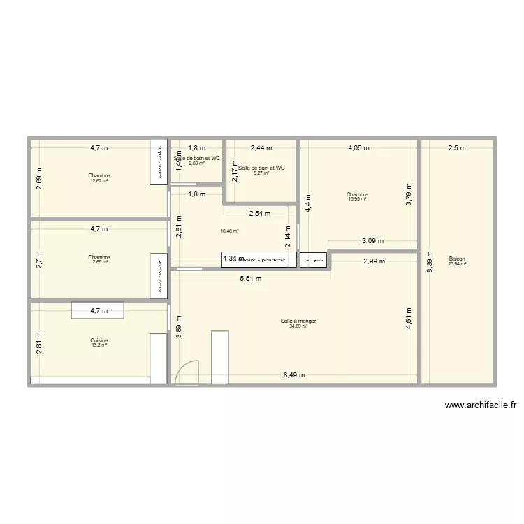 255 rte Malagnou. Plan de 9  et 129 m²