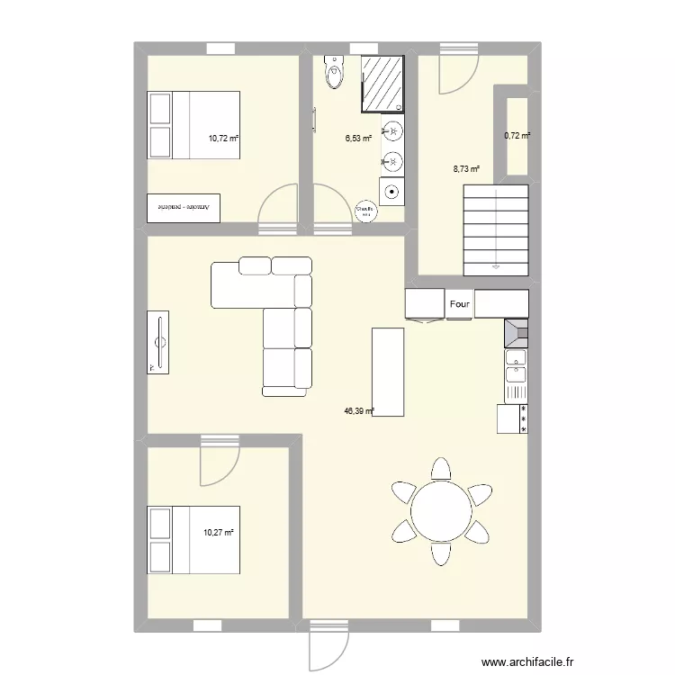 rdc villemoustaussou test 1. Plan de 6  et 83 m²