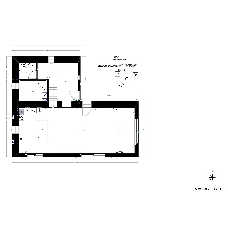 BERGERIE PLAN RDC ELEC 1. Plan de 3 pièces et 82 m2