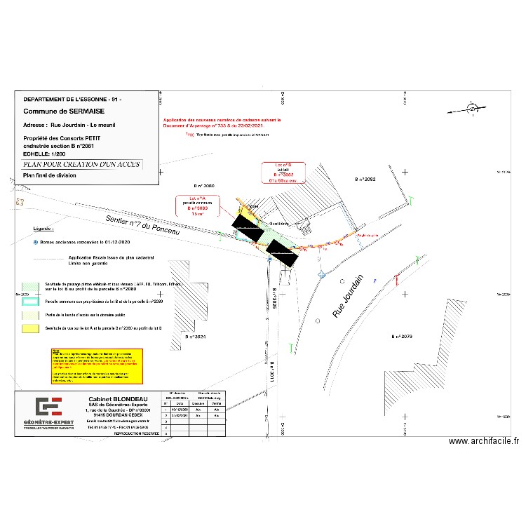 Servitude et van de 237 cm x 655 cm. Plan de 0 pièce et 0 m2