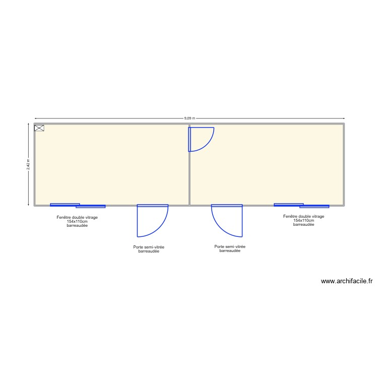 PROJET EUROBOX 9mx2.42m. Plan de 0 pièce et 0 m2