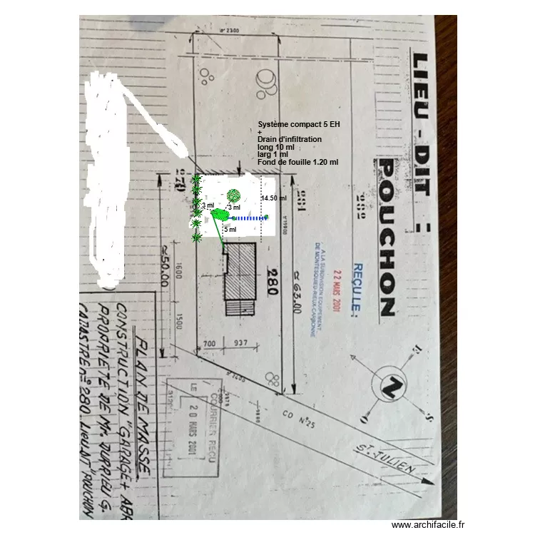 Dutoict drain. Plan de 