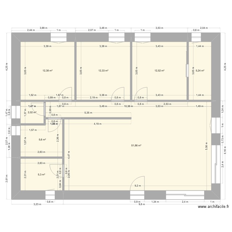 ouioui2. Plan de 8 pièces et 107 m2