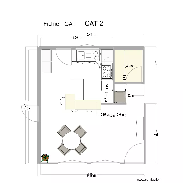 CAT 2. Plan de 1  et 2 m²