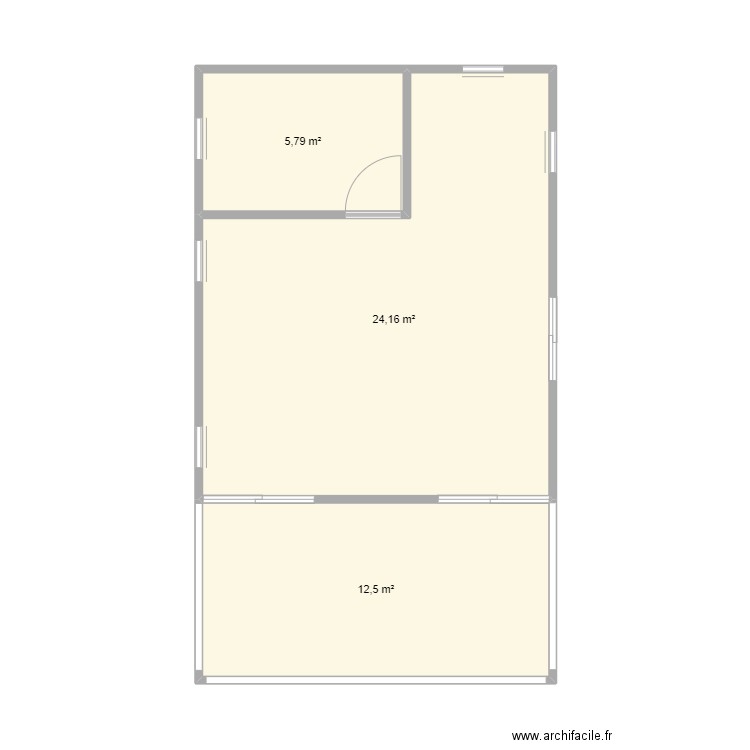 bungalow 40m². Plan de 3 pièces et 42 m2
