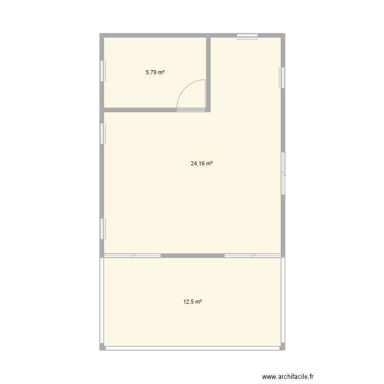 bungalow 40m². Plan de 0 pièce et 0 m2