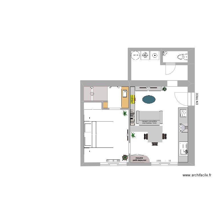 airbnb 3  mini version quasi finie. Plan de 5 pièces et 43 m2
