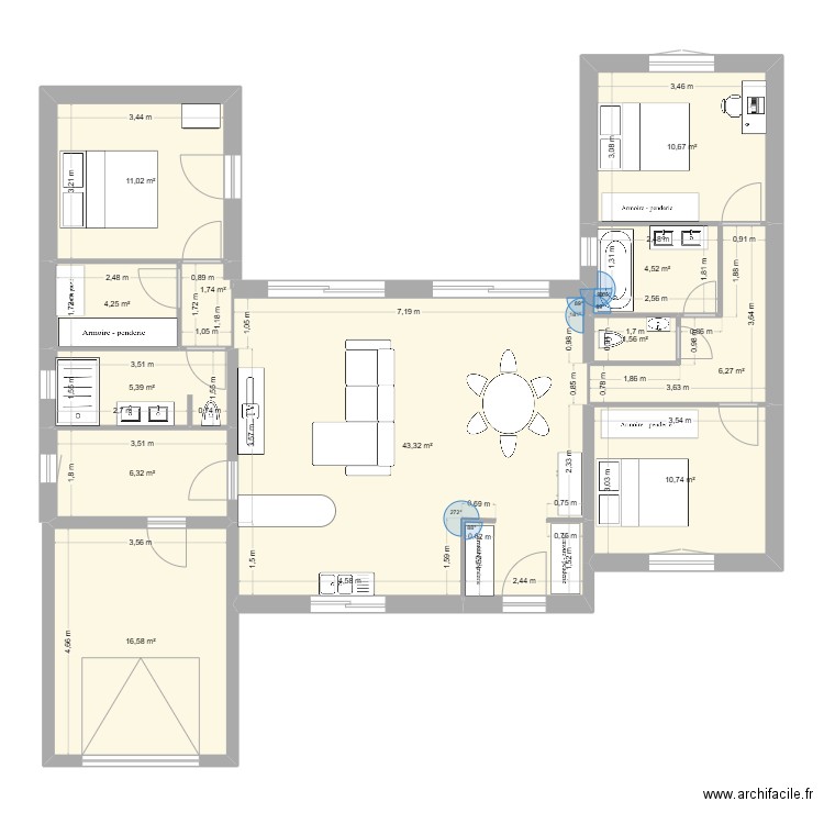 CHAILLES 3. Plan de 12 pièces et 122 m2