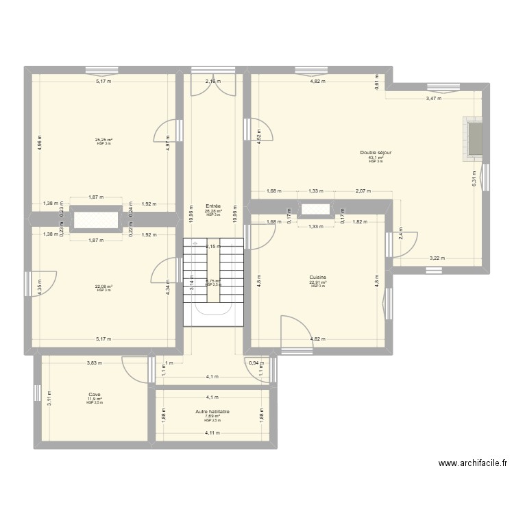 2eme étage. Plan de 44 pièces et 556 m2