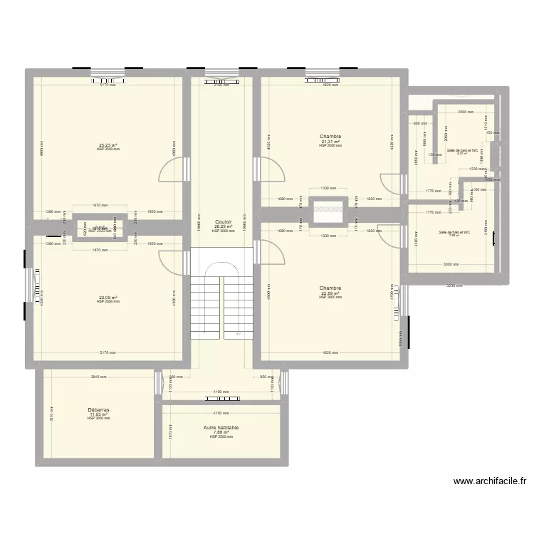 2eme &eacute;tage. Plan de 44 pièces et 556 m²